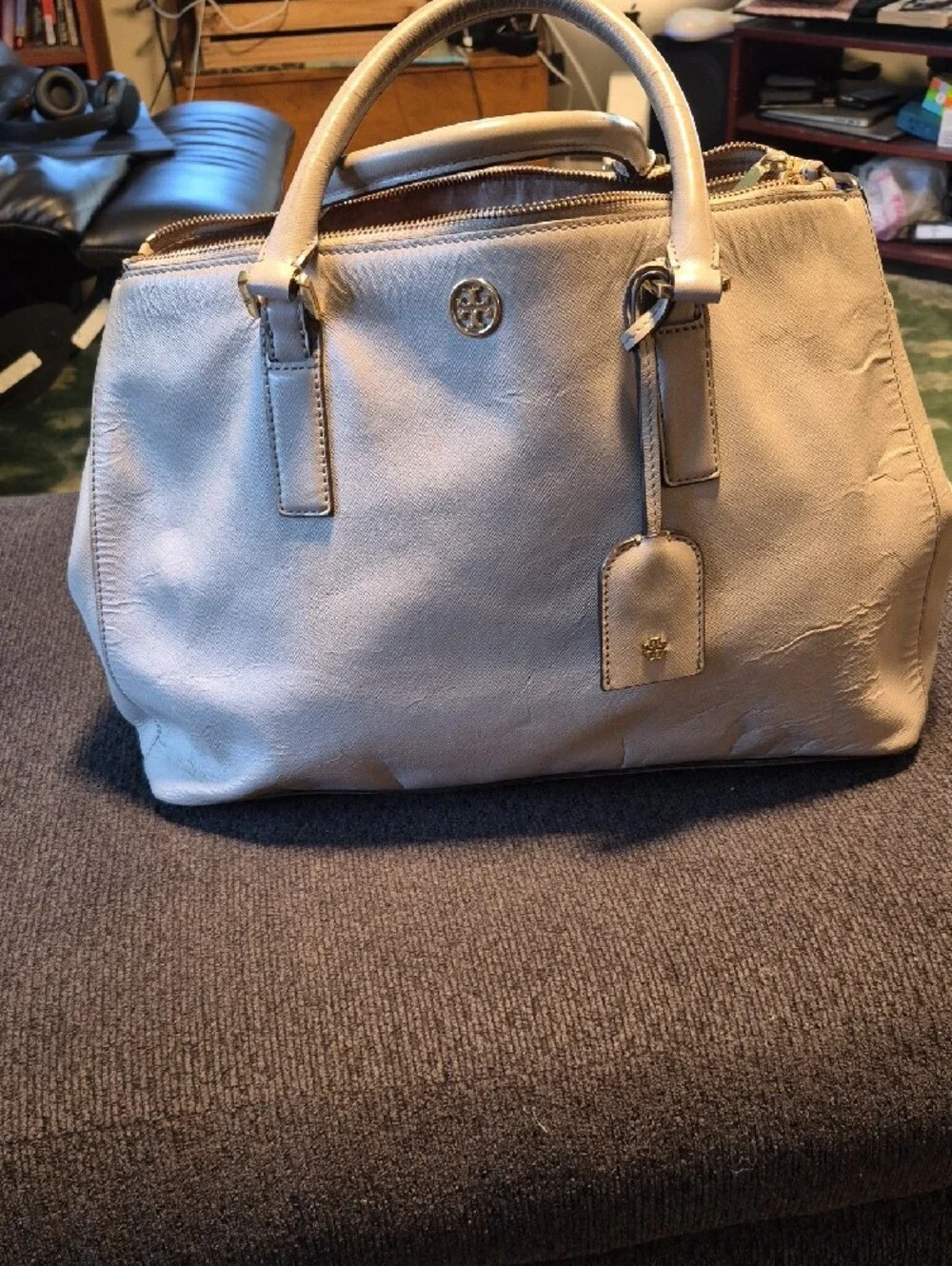 Tory Burch Light Beige Leather Satchel